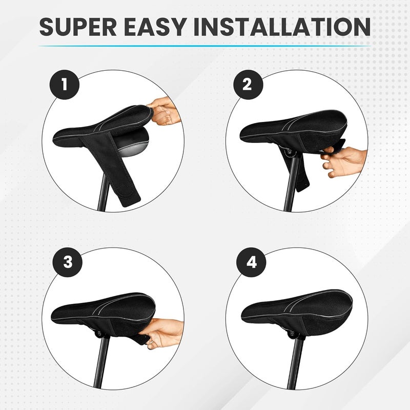 X WING Gel Padded Bike Seat Cover fits Peloton, Peloton Bike+, City, Road & Mountain, Bike Seat Cushion Comfort for Men and Women, Soft Bicycle Seat Cover with Cross-Stitch Velcro Straps - Image 5